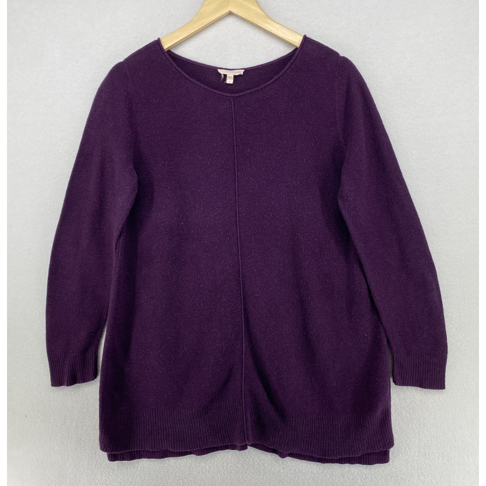 Eileen Fisher Sweater S Organic Cotton Tunic Jumper Pullover Purple